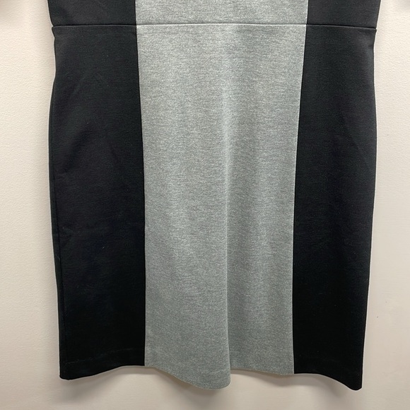NWT Ann Taylor Loft Gray Black Color Block Short Sleeve Stretch Knit Dress 6 - Picture 4 of 16